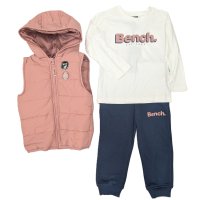 G10998: Girls Bench Puffer Gilet, Top & French Terry Jog Pant Outfit (18 Months -5 Years)